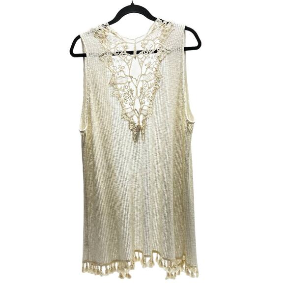 Yuni Los Angeles Cardigan Open Front Crochet & Tassels Women's Size XL - Picture 5 of 8